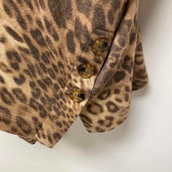 Susan Graver Weekend Women's S Brown Leopard Cashmoozie Open Front Cardigan - Picture 3 of 8
